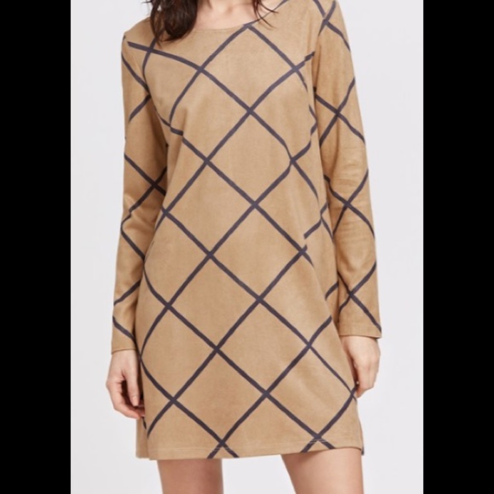 Tan Suede Plaid Dress